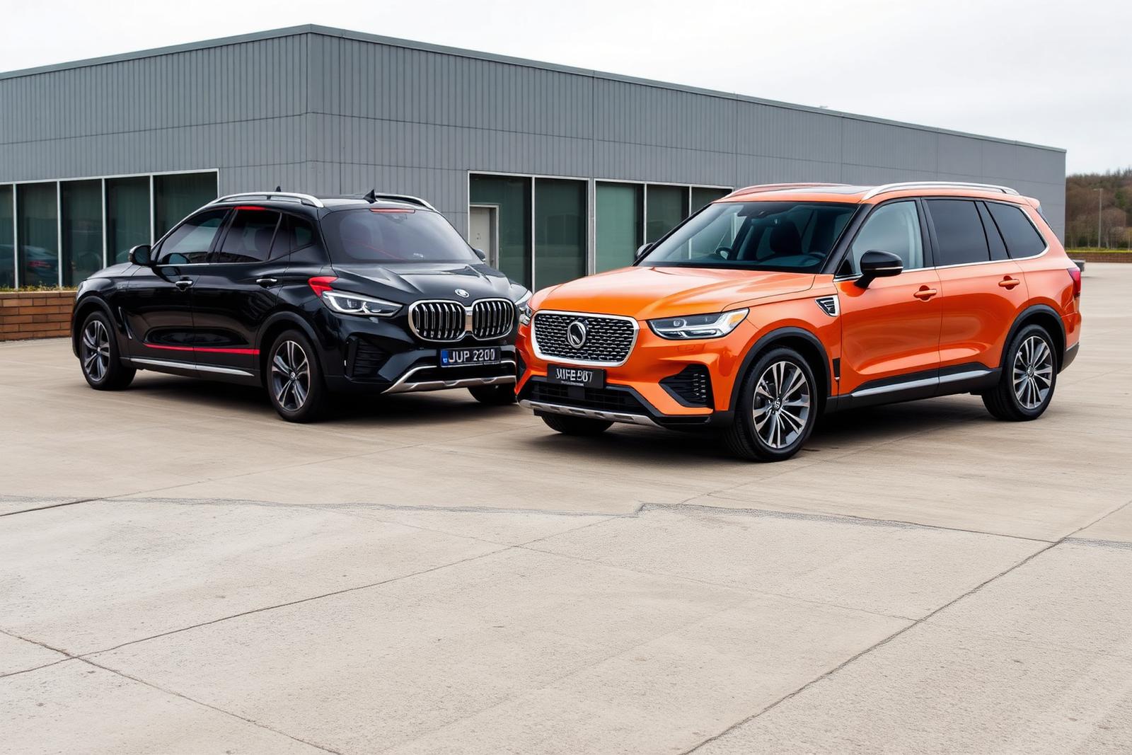 Two premium SUVs parked side by side for comparison